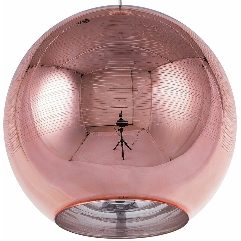 Image of Lampadario sferico in vetro oro rosa Asaro