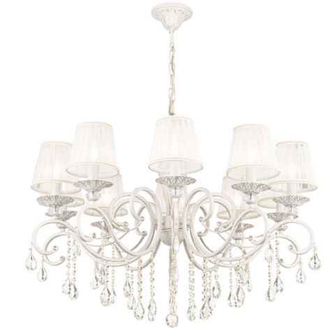 Lampadario Shabby Chic Grace Metallo Bianco 10 Luci