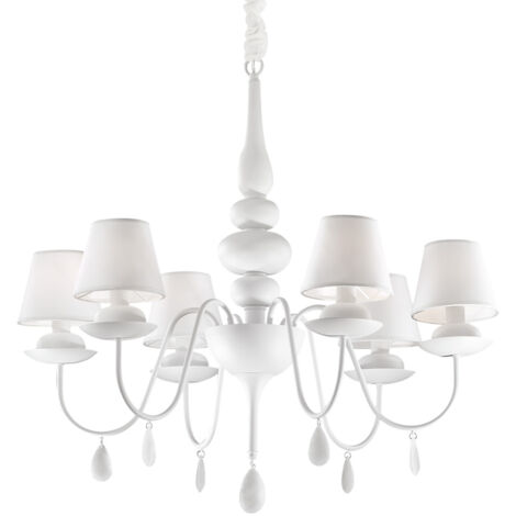 Lampadario Shabby Chic-Provenzale Blanche Metallo Bianco 6 Luci E14