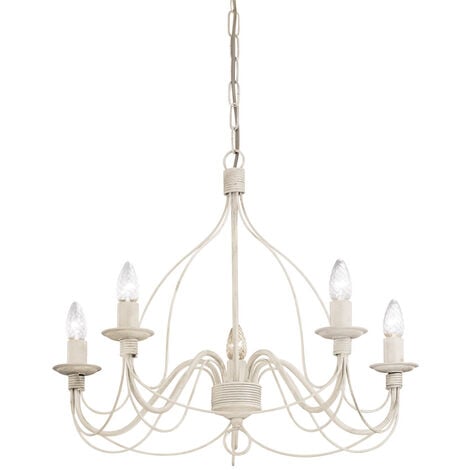 Lampadario per camera da letto bianco provenzale shabby chic 6 luci ducale  perenz - 6262B91PAR6262B