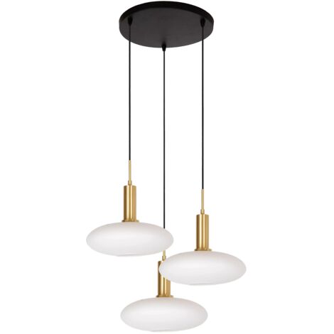 Lampadario Singala Lucide 3 luci vetro bianco ottone