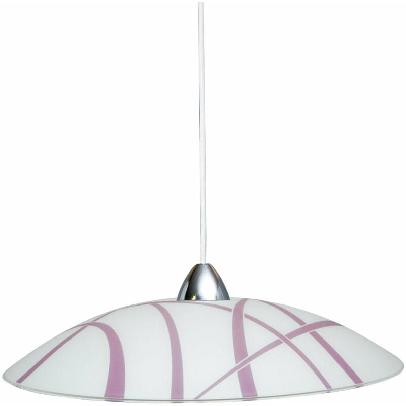 Image of Sospensione D50 1xE27 Montatura Bianco-Cromo Vetro Lastra Bianco-Viola E-Energy Dario