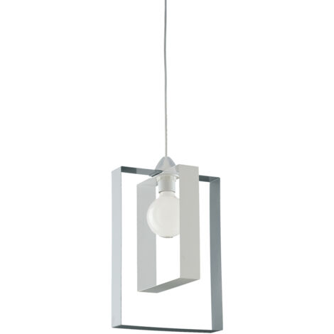 Lampadario Sospensione in Ferro Ø25cm 1 Luce E27 55W Bianco e Grigio