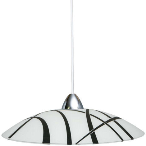 Lampadario sospensione in vetro bianco nero cm 50
