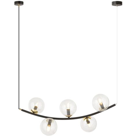 Lampadario sospensione RITZ 5 luci nero vetro Emibig