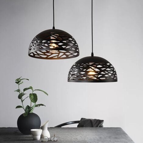 Lampadario sospeso a campana cupola luce led E27 in metallo nero o bianco moderno