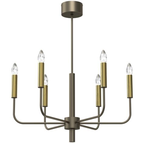 Lampadario sospeso a candela Akasya 6xE14 oro titanio