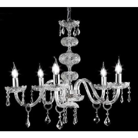 Lampadario sospeso DALLAS D75 cm in cristallo con finiture cromo 5 luci