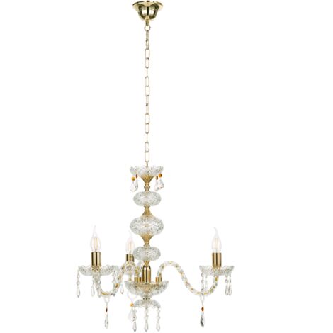 Lampadario sospeso DALLAS in cristallo D65 cm con finiture oro da 3 luci