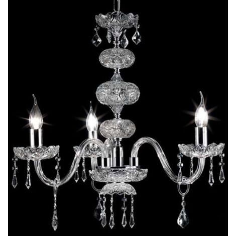 Lampadario sospeso DALLAS in cristallo D65 con finiture cromo da 3 luci