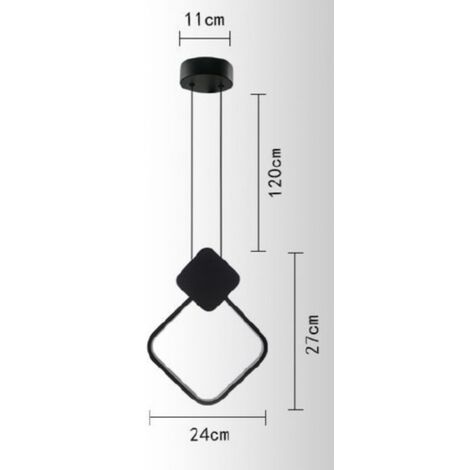 Lampadario sospeso led 12w quadrato nero lampada da soffitto comodino design moderno  Naturale