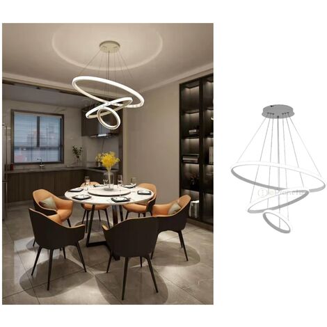 TOT ELECTRIC Lampadario Sospeso LED 60W A 2 Cerchi: Design Moderno E Luce Naturale 4000K Per Soggiorno E Camera - 6