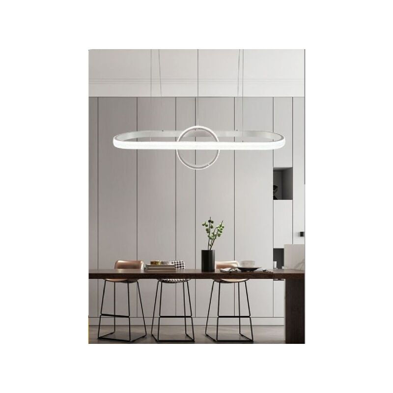 Image of Trade Shop - Lampadario Sospeso Led Design Cerchio Ovale Bianco Moderno Pendente 54w Lp-30b