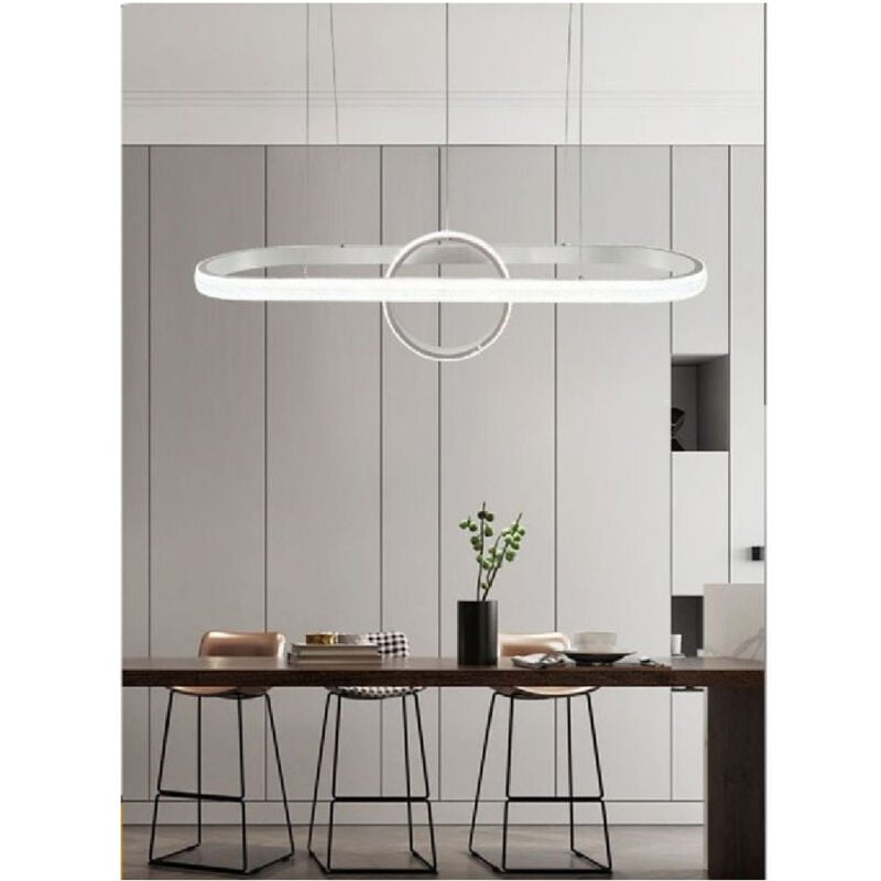 Image of Lampadario Sospeso Led Design Cerchio Ovale Bianco Moderno Pendente 54w Lp-30b - - Trade Shop Traesio