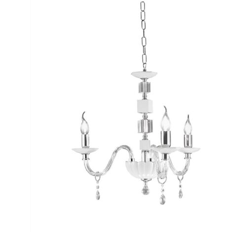 Lampadario sospeso LIVIA in vetro e cristallo D60 cm Bianco 3 luci