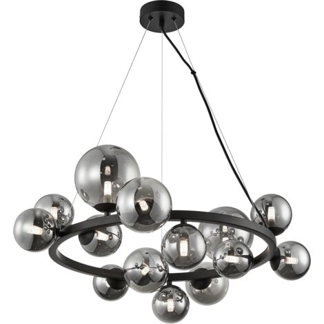 Lampadario sospeso MILA nero/vetro 14 luci G9 Milagro