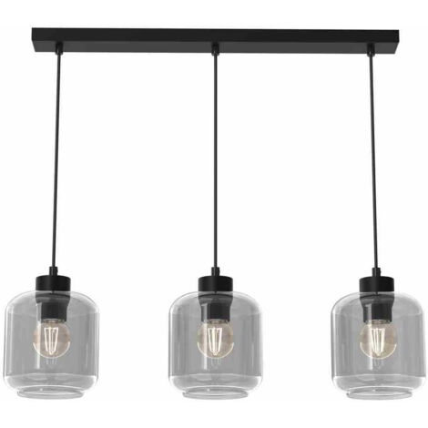 Lampadario sospeso Milagro Sombra nero vetro fumé 3xE27