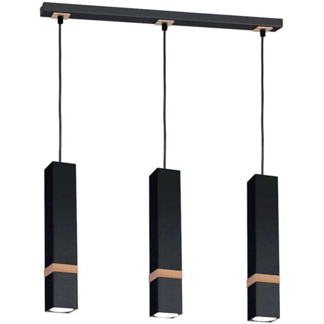 Lampadario sospeso Milagro Vidar nero legno 3xGU10 35W