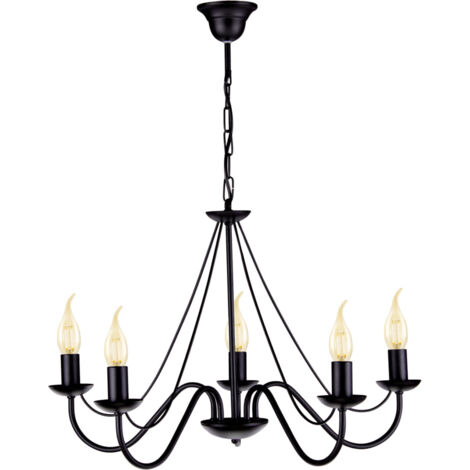 Lampadario sospeso rustico nero metallo 5xE14 Kaja Bartez