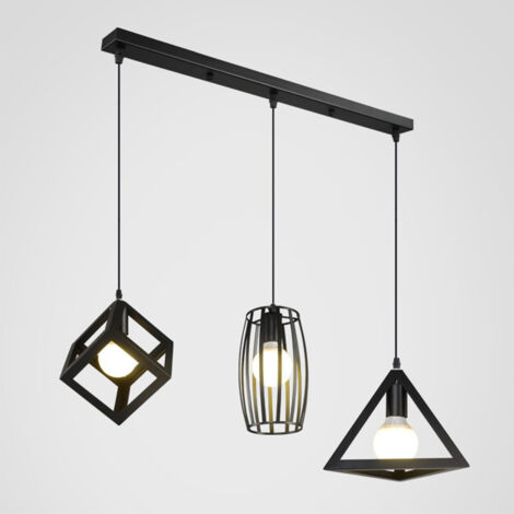 Lampadario sospesoStile industriale retròSet di 3Piatto lungo