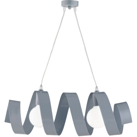 Lampadario spirale a sospensione in ferro due luci Grigio 54x h20 cm