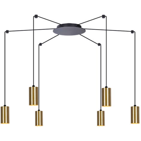 Lampadario spot GU10 6 luci nero oro Kaja Vigo K-4893