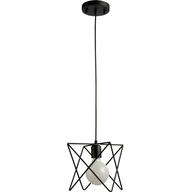 Image of Lampada da soffitto - Lampada a sospensione design industriale - Bon Nero - Ferro, Metallo - Nero
