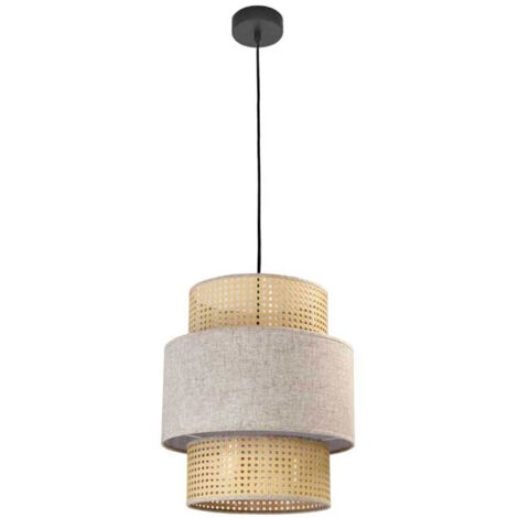 LAMPADARIO STILE INDUSTRIAL LINO 40X44,5 CM CON PARALUME CREMA E BIANCO