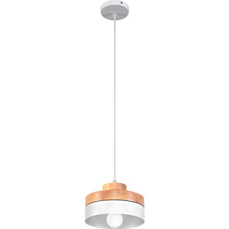 Image of Lampada da soffitto - Lampada a sospensione in Stile Scandinavo - Eigil Bianco - Metallo, Legno - Bianco