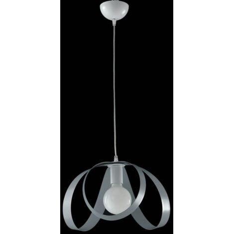 Lampadario studio sospensione in ferro Bianco Grigio una luce 32x h24 cm