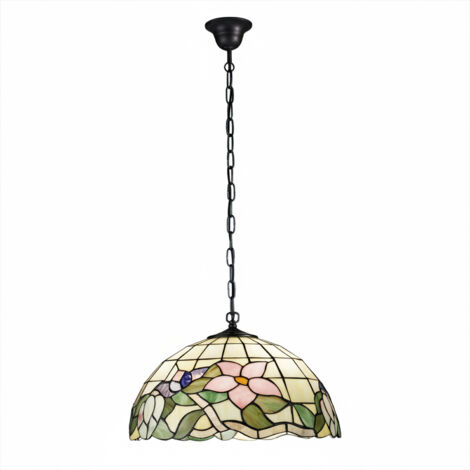 Lampadario Tiffany Vetro Multicolor Scuro 3 Luci E27