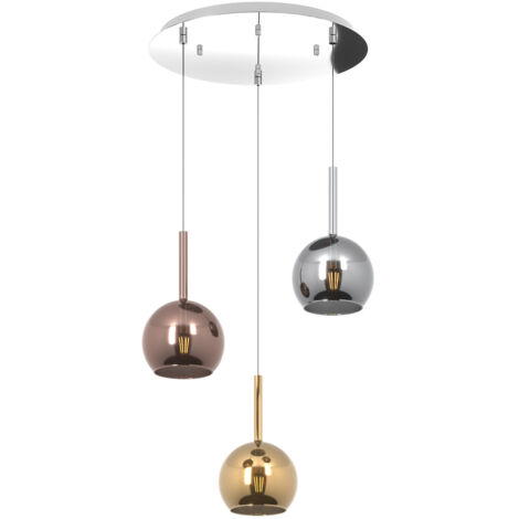 Lampadario Tondo Contemporaneo Future Metallo Cromo Vetro Multicolor 3 Luci E27