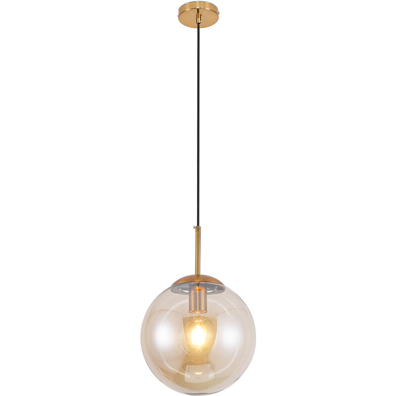 Image of Privatefloor - Lampada a Soffitto Design Sfera - Lampada a Sospensione in Cristallo - Alvis Beige - Vetro, Metallo - Beige