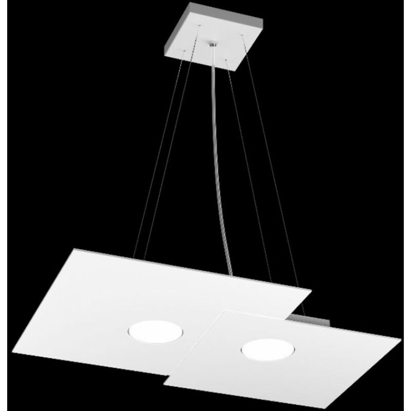 Image of Lampadario moderno top light plate 1129 s2 r+1 gx53 led biemissione metallo sospensione, finitura metallo bianco - Bianco