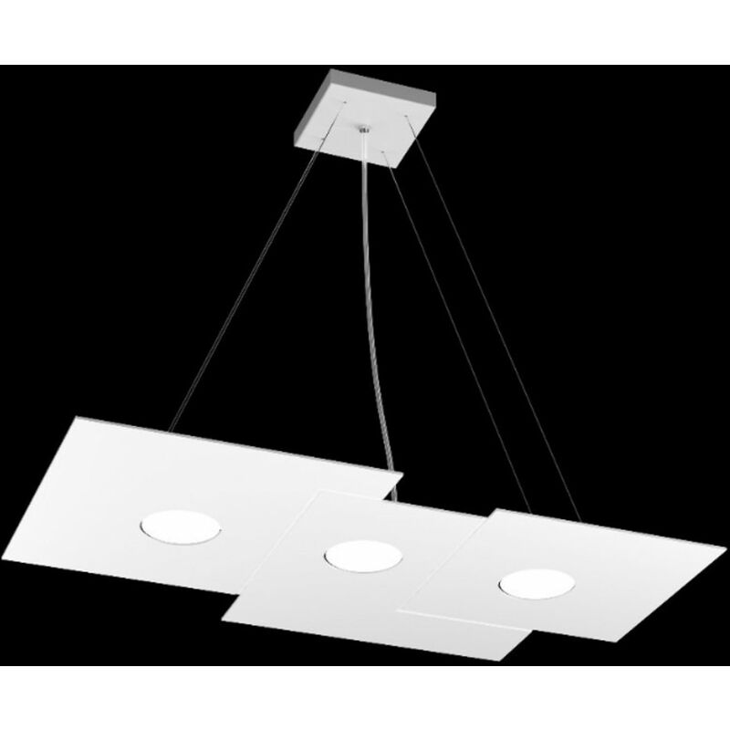 Image of Lampadario moderno top light plate 1129 s3 r+2 gx53 led biemissione metallo sospensione, finitura metallo bianco - Bianco