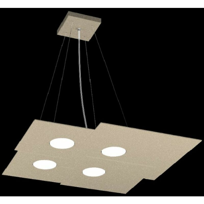 Image of Lampadario moderno top light plate 1129 s4 gx53 led metallo monoemissione sospensione, finitura metallo sabbia - Sabbia