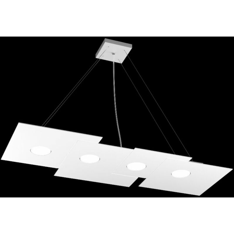 Image of Lampadario moderno top light plate 1129 s4 r+3 gx53 led metallo biemissione sospensione, finitura metallo bianco - Bianco