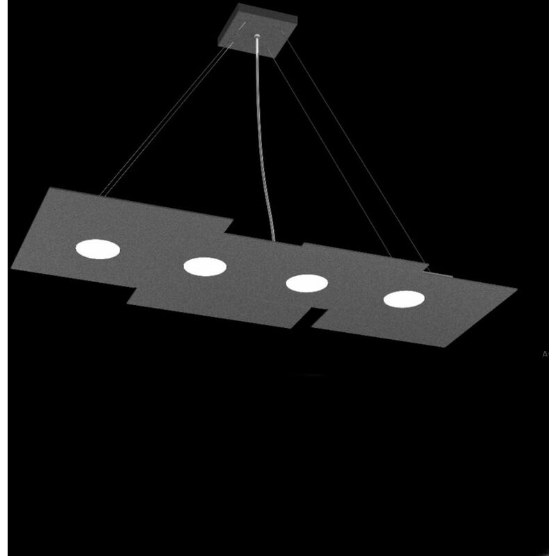 Image of Top-light - Lampadario moderno top light plate 1129 s4 r gx53 led metallo monoemissione sospensione, finitura metallo antracite - Antracite