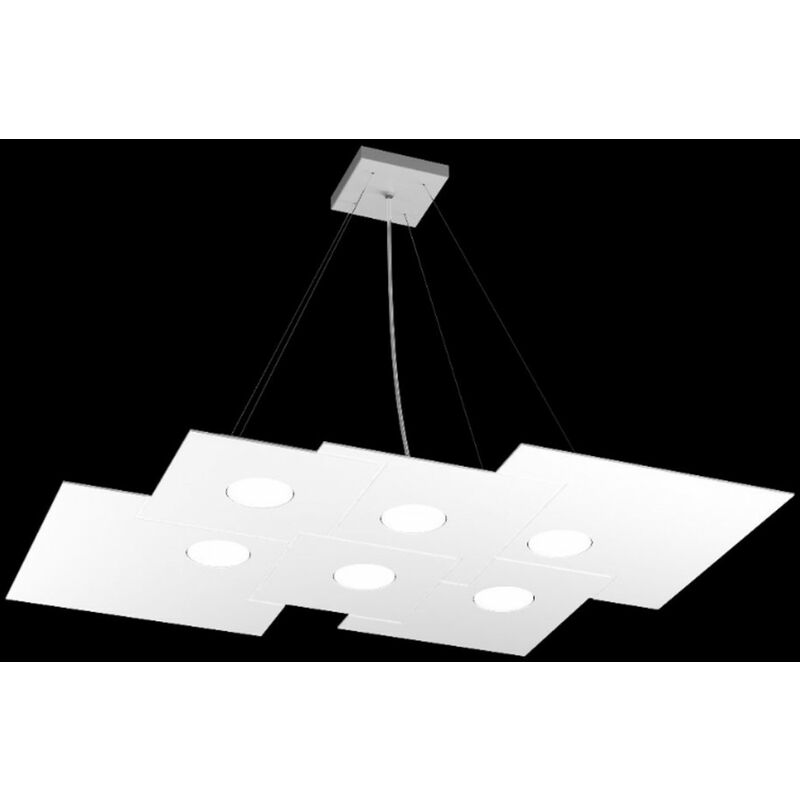 Image of Top-light - Lampadario moderno top light plate 1129 s6 r+2 gx53 led metallo biemissione sospensione, finitura metallo bianco - Bianco