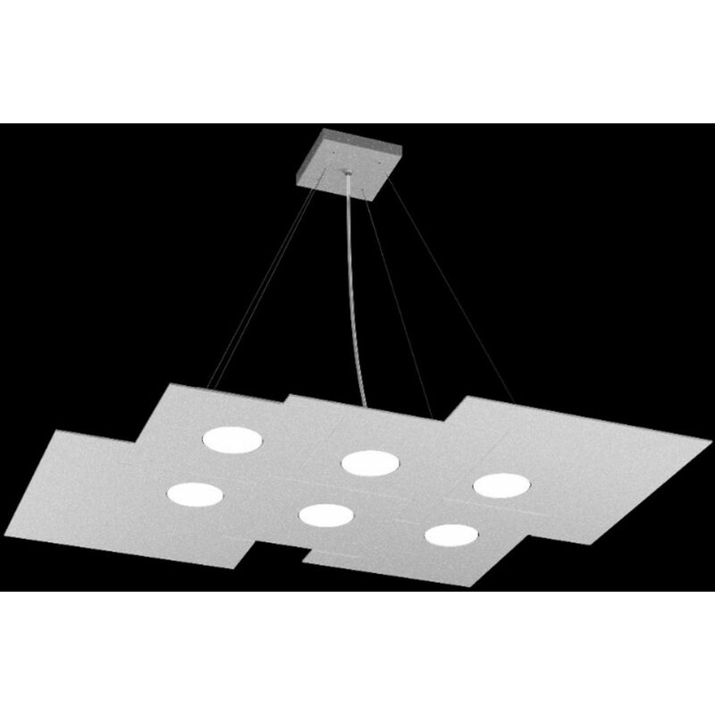 Image of Lampadario moderno top light plate 1129 s6 r+2 gx53 led metallo biemissione sospensione, finitura metallo grigio - Grigio