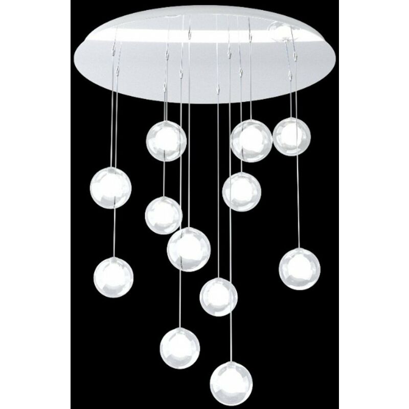 Image of Plafoniera moderna top light willow 1098 s12 tr bi g9 led metallo vetro sospensione, vetro bianco