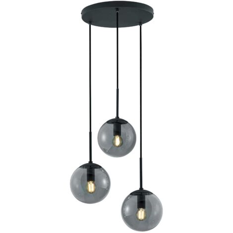 Lampadario Trio Balini antracite 3 luci E14 vetro fumé