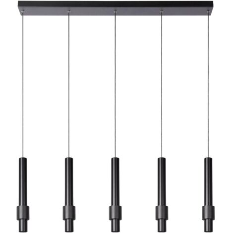 Lampadario tubi Lucide Margary nero LED 22W 5 luci