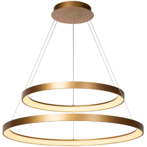 Lampadario Vidal doppio anello oro LED 92W Ø78 Lucide