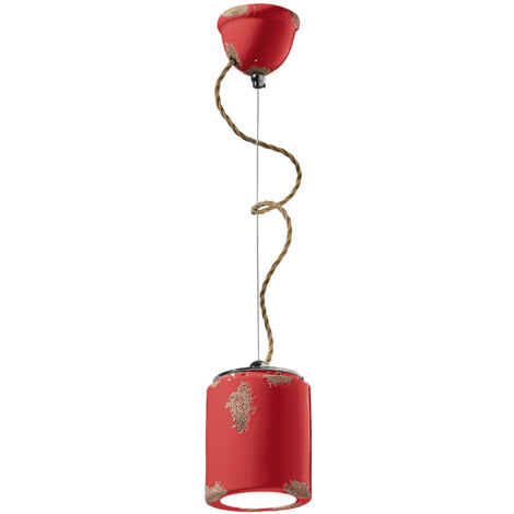 Lampadario Vintage Ceramica Rossa 1 Luce E27