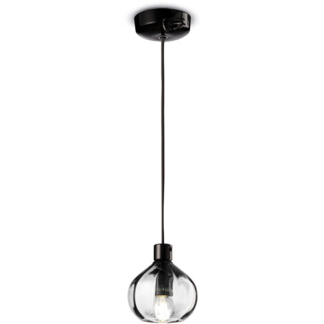 Lampadario Vintage Decò Afoxe' Alluminio Ceramica Cristallo 1 Luce E14