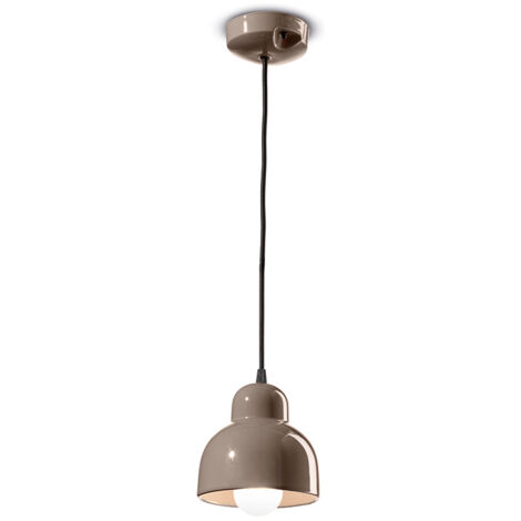Lampadario Vintage Decò Berimbau Ceramica Grigio Sabbia 1 Luce E27