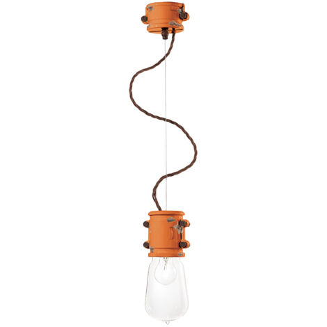 Lampadario Vintage Urban Ferro E Ceramica Arancio 1 Luce E27 12Cm