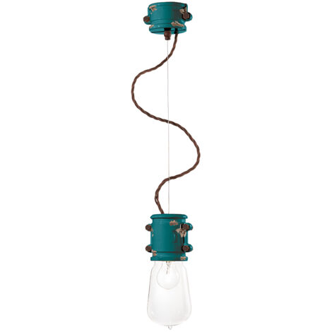 Lampadario Vintage Urban Ferro E Ceramica Verde 1 Luce E27 12Cm