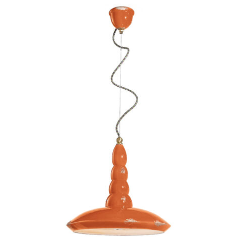 Lampadario Vintage Vague Vintage Ferro E Ceramica Arancio 1 Luce E27 40Cm